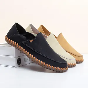 Handmade men's casual driving loafers with soft soles available in black beige and tan