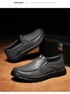 Detailansicht handgefertigter Leder-Slipper für Herren mit robuster Außennaht