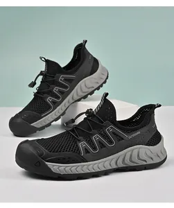 Scarpe da trekking in rete nera traspirante da uomo con suola morbida antiscivolo per esterni