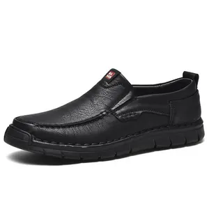 Herren Echtes Leder Casual Schuhe Handgenäht Weiche Sohle Slip-On Loafers Komfortabel Atmungsaktiv Walking Dad Schuhe Herren