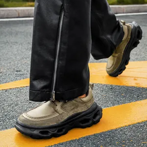 Chaussures Derby en Cuir de Vache de Première Couche pour Hommes Automne Semelle Épaisse Augmentation de Taille Chaussures en Cuir Décontractées