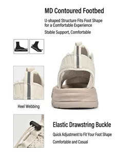 Detailed view of breathable men's sports sandals with MD footbed and drawstring buckle