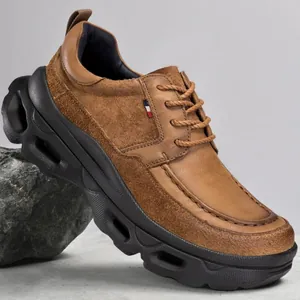 Chaussures Derby en cuir marron de qualité supérieure avec semelles compensées pour homme.