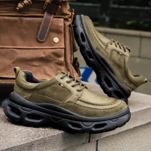 Chaussures derby à plateforme pour hommes en cuir véritable et daim de qualité supérieure
