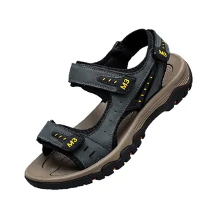 Sandales d'extérieur respirantes en cuir pour hommes avec semelle antidérapante