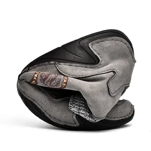 Botines informales retro grises para hombre con suela de goma flexible y puño de punto