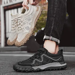 Chaussures de loisirs d'extérieur en maille pour hommes avec semelle en caoutchouc