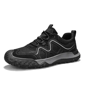 Chaussures de randonnée respirantes pour hommes en noir et gris avec semelle antidérapante