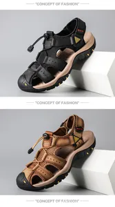 Premium leather closed-toe sandals for men in black and brown color options
