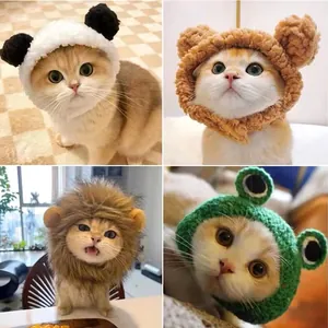 Cute Plush Pet Cosplay Hat Rabbit Panda Bear Ears Design Soft Cat Dog Headwear For Small Dogs Cats Photography Props Warm Winter Pet Accessories