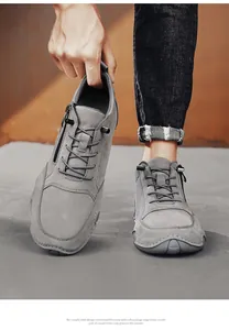 Detailansicht grauer Herren-Freizeitstiefel mit seitlichem Reißverschluss
