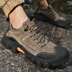 Side view of durable men's hiking shoes for outdoor mountain climbing