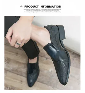 Elegante schwarze spitz zulaufende Herren-Business-Lederschuhe mit Kroko-Prägung