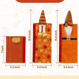 Detailed dimensions of gnome and pumpkin Thanksgiving refrigerator door handle covers