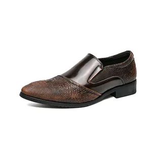 Klassische braune Business-Schuhe für Herren mit geprägtem Kunstleder und Spitze