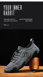 Close-up of gray breathable men's loafers with unique octopus sole on dark background