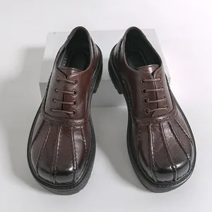 Herren Retro Business PU Lederschuhe Dicke Sohle Schnalle Loafers Slip-on Fahrerschuhe Klassische Schwarz Braun Oxford Schuhe Büro