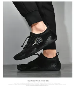 Detailed view of men's black breathable octopus casual shoes with lightweight design