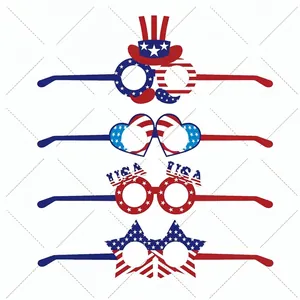 Set of four USA Independence Day paper glasses for patriotic July 4th party props