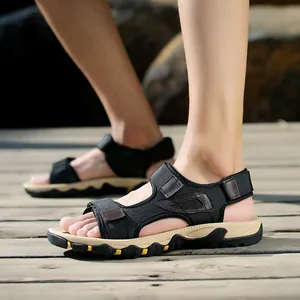 Sandales de plage élégantes pour hommes avec sangles velcro réglables et mesh respirant