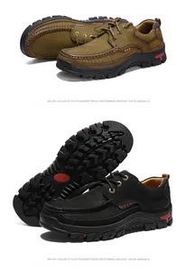 Men's leather outdoor shoes with rugged non-slip sole for hiking and casual wear