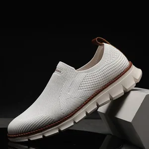 Britischer Stil Herren Casual Sneaker Atmungsaktive Fly-Knit Mesh Sportschuhe Slip-on Laufschuhe Für Herren Täglich Outdoor