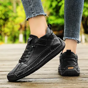 Handmade stitched leather casual loafers for women with a soft and flexible sole for comfort