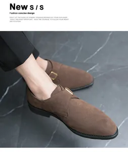 Detailansicht brauner Wildleder-Slipper für Herren mit spitzer Zehenpartie