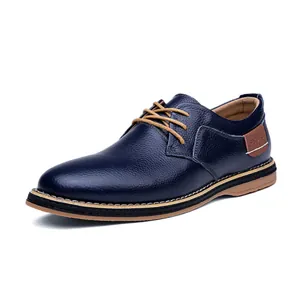 Men Business Casual Leather Shoes Genuine Cowhide Lace-up Dress Shoes Non-slip Breathable Fashion Office Derby Shoes