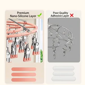 Wäscheständer mit Clips und rosa Nano-Silikonbeschichtung für Socken und Babykleidung.