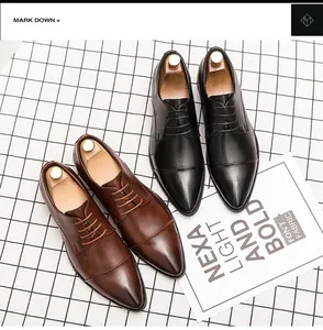 Klassische Herren-Business-Schuhe mit spitzer Kappe in Schwarz und Braun aus Leder