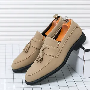 Herren Britischer Stil Quaste Loafer Wildleder-Optik PU Leder Gummisohle Lässig Slip-on Business Schuhe Flache Fußbekleidung