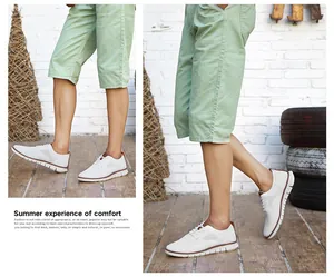 Vue latérale de chaussures Brogue blanches en tricot pour hommes au look décontracté