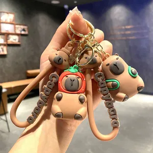 Creative Cartoon Capybara Silicone Keychain Cute 3D Animal Doll Car Keyring For Women Schoolbag Pendant Gift Accessories
