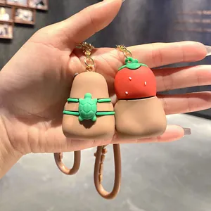 Cute 3D Capybara keychain set featuring turtle and strawberry designs for bags