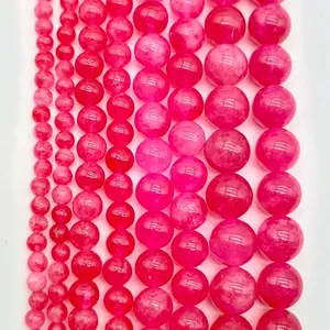 Vibrant rose red translucent round loose beads in various sizes for jewelry making DIY