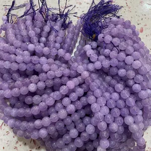 Perles rondes en améthyste lavande naturelle pour la fabrication de bijoux DIY