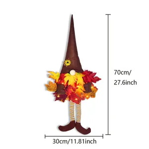 Herbst Ernte Wichtel Türhänger mit LED-Lichtern und Ahornblättern Maße anzeigen