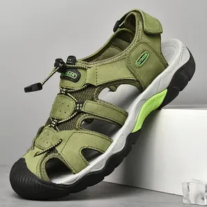 Sandalias de Piel Auténtica para Hombre al Aire Libre Zapatos de Playa Transpirables y Antideslizanti Calzado Casual para Senderismo y Deportes Acuáticos