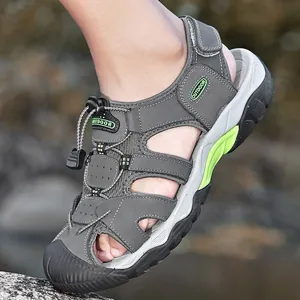 Sandalias de cuero duraderas para hombres para senderismo en río y paseos en playa