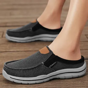 Mocassins décontractés pour hommes mules légères avec texture toile et semelle épaisse