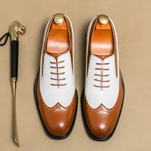 Herren Brogue Oxford Schuhe Zweifarbig Lackleder Wingtip Business Hochzeit Party Formelle Schuhe Britischer Stil