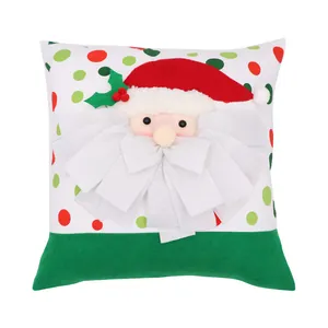 Festive 3D Santa Claus Christmas decorative pillowcase with red and green polka dots