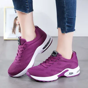 Chaussures de course en maille violette respirantes pour femmes avec coussin d'air