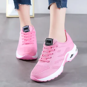 Baskets en mesh rose respirant avec coussin d'air pour femme, sport et décontracté