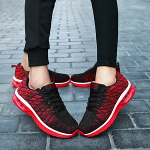 Chaussures de course pour hommes respirantes rouge et noir avec semelle air