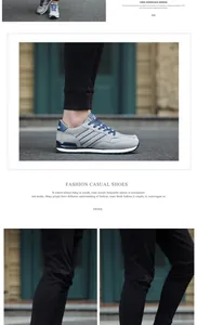 Detalle de los zapatos de correr grises ligeros para hombres con rayas deportivas.
