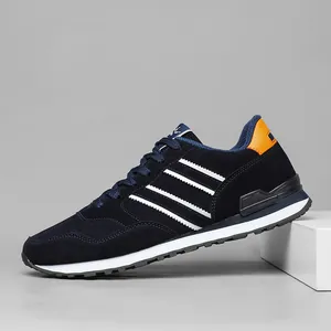 Zapatillas deportivas casuales azul marino para hombre con rayas blancas laterales