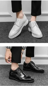 Vergleich von schwarzen und weißen Herren Brogue Business Schuhen mit Lochmuster.