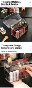 Dustproof clear acrylic lipstick storage box with lid for vanity desktop organization